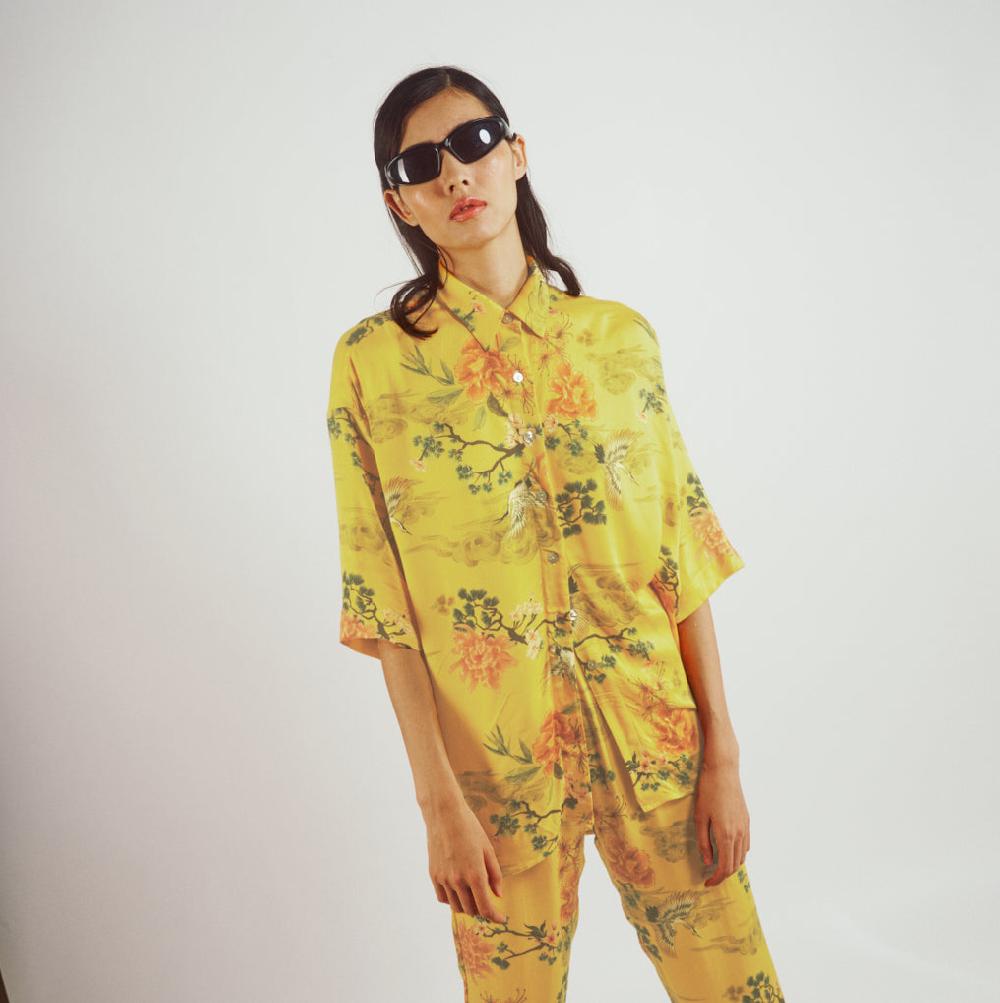 parisienne et alors Chemise imprimée DELIGNY Imp. Jaune