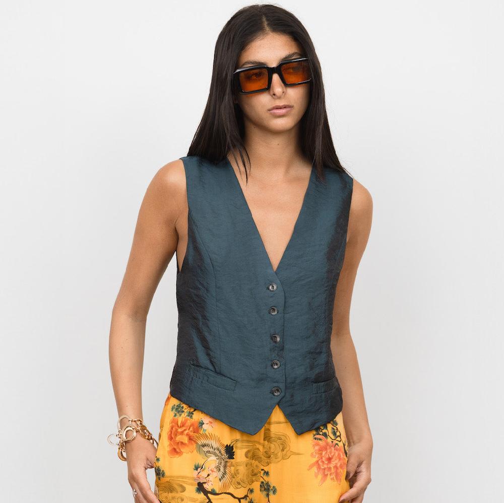 parisienne et alors Gilet d'homme BONVIN bleu canard