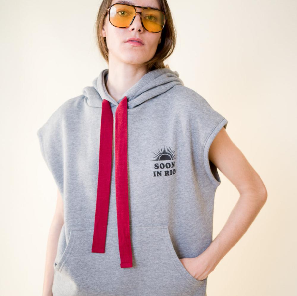 Parisienne Et Alors Hoodie MARIO Gris Chiné / Grey Melange