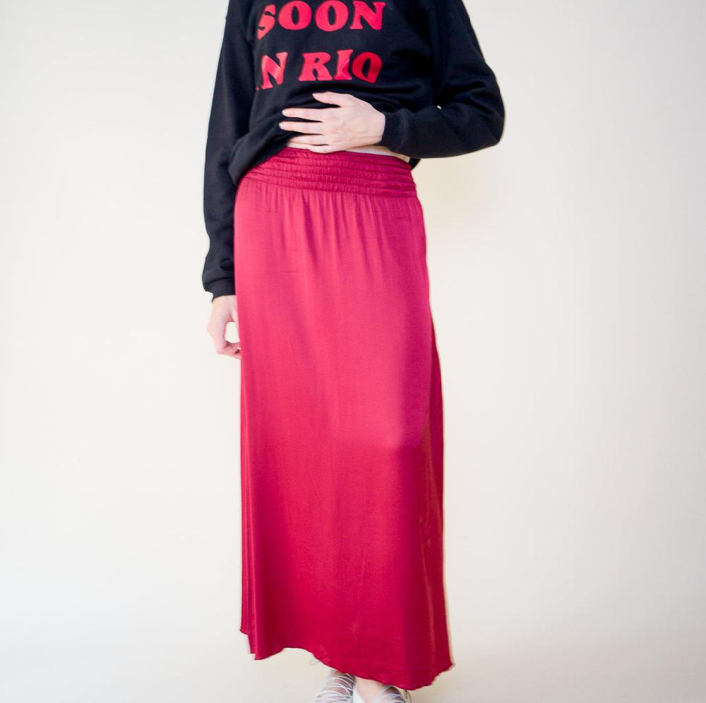 Parisienne Et Alors Jupe Satin CORTAMBERT Bordeaux / Burgundy