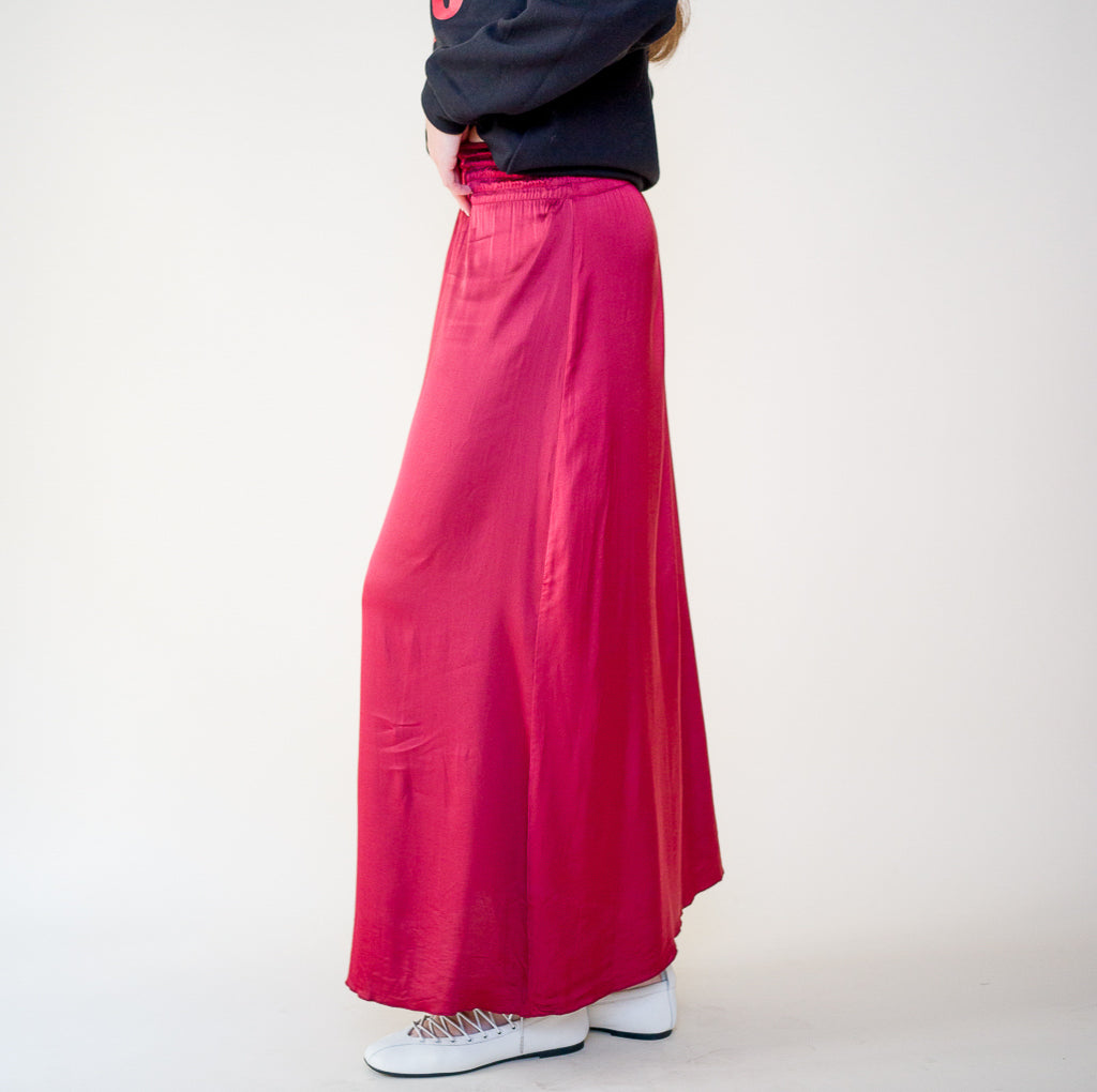 Parisienne Et Alors Jupe Satin CORTAMBERT Bordeaux / Burgundy