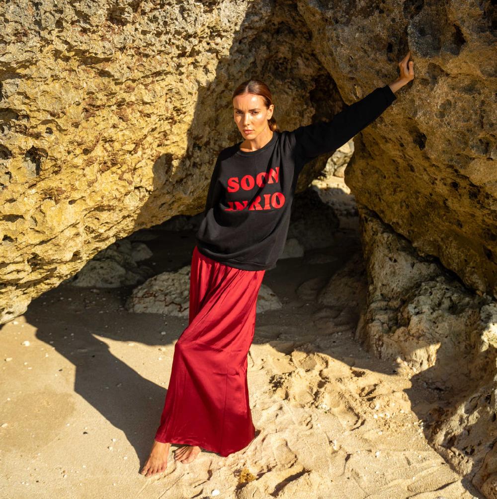 parisienne et alors Jupe satin CORTAMBERT Bordeaux / Burgundy