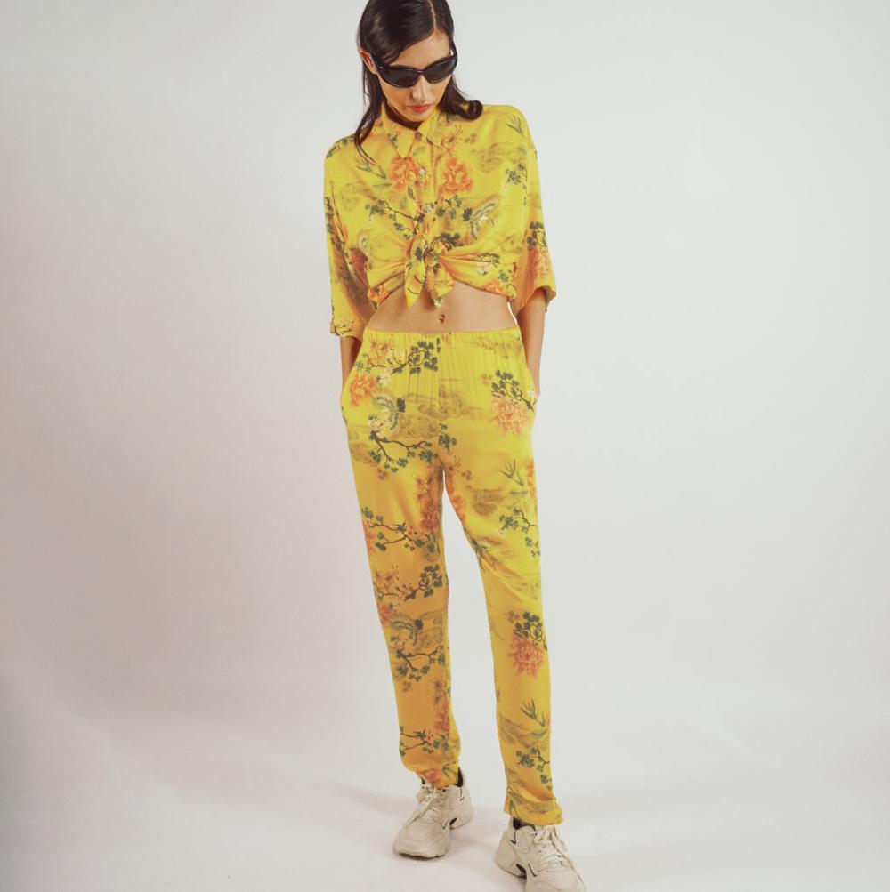 Parisienne Et Alors Pantalon Imprimé GAILLON Imp. Jaune
