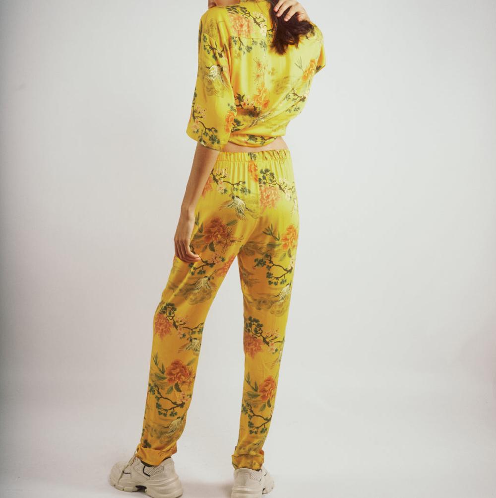 Parisienne Et Alors Pantalon Imprimé GAILLON Imp. Jaune