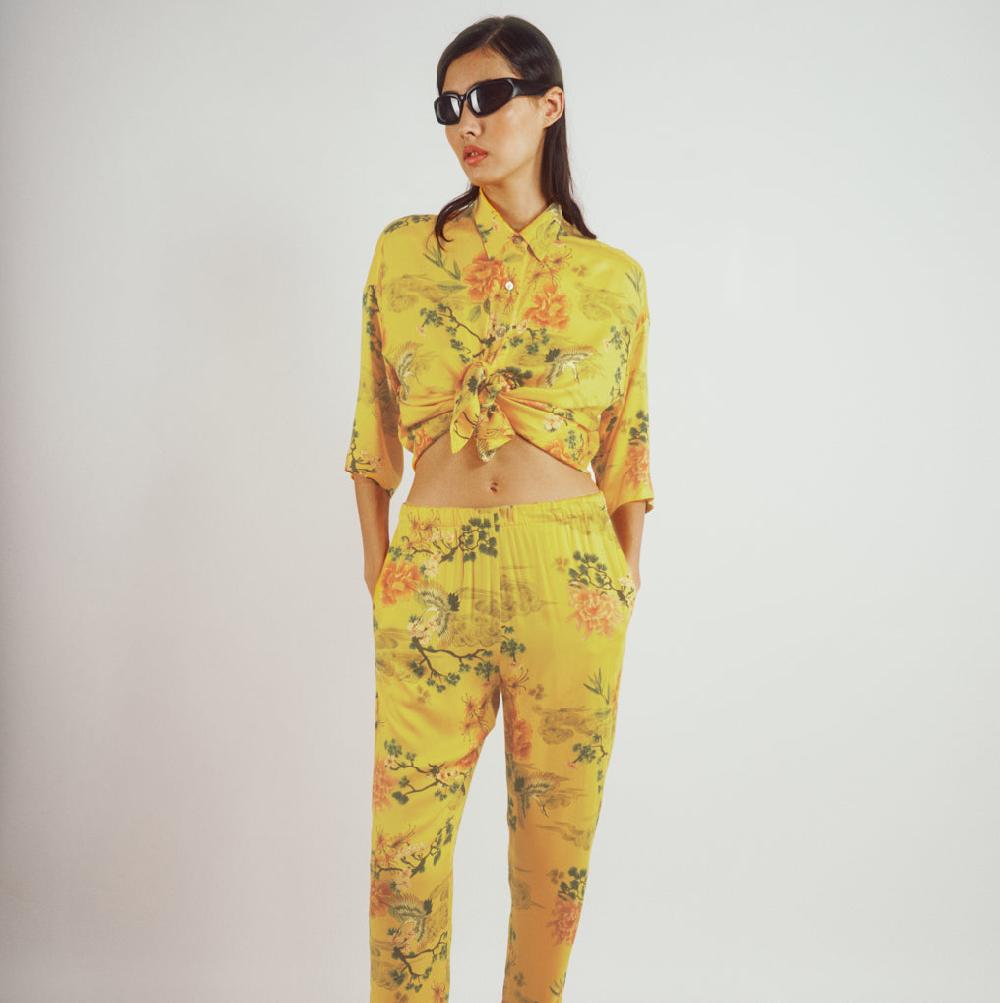 parisienne et alors Pantalon imprimé GAILLON Imp. Jaune