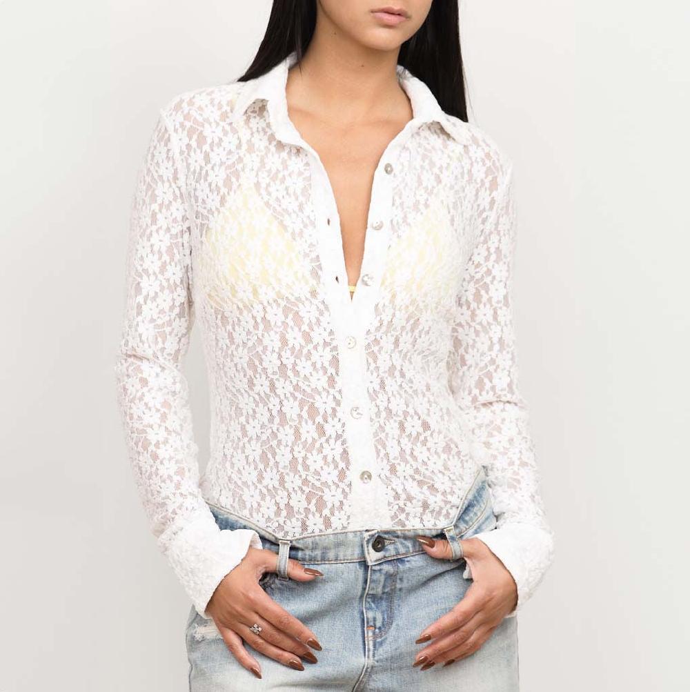 Parisienne Et Alors Chemise FLEURS Blanc