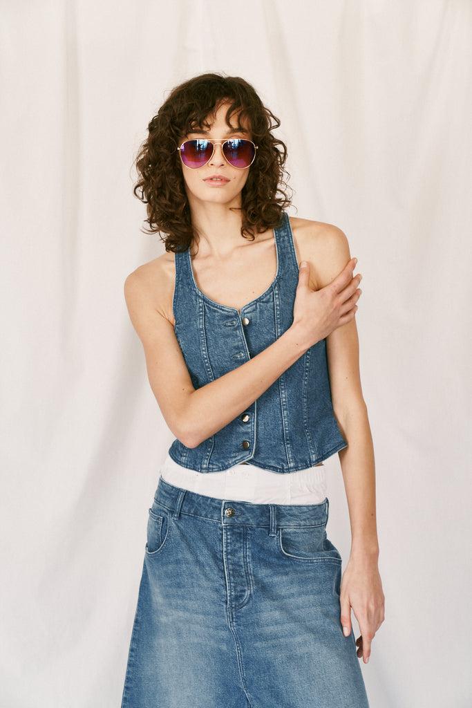 Parisienne Et Alors Gilet En Jean DELAITRE