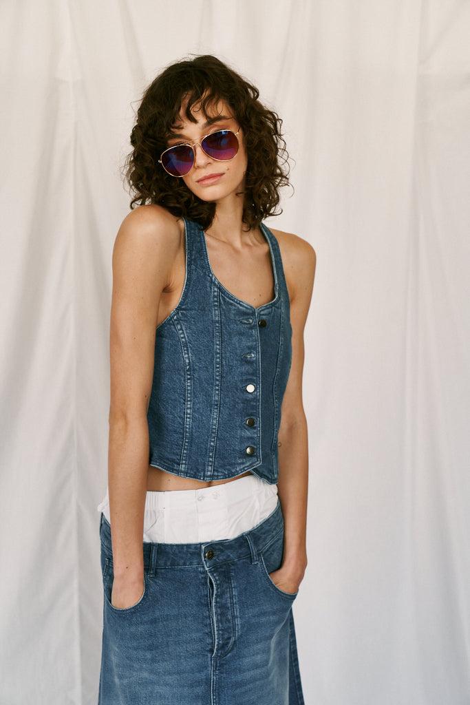 parisienne et alors Gilet en jean DELAITRE