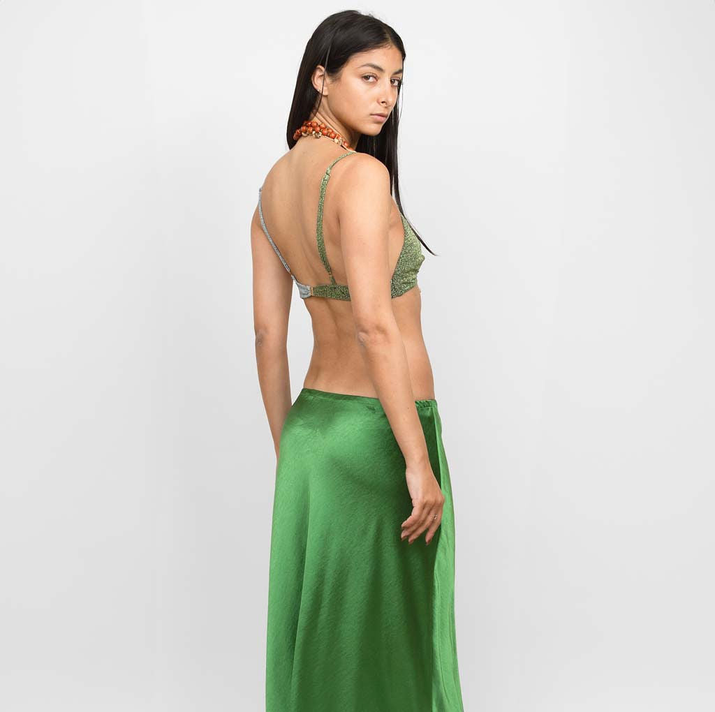 Parisienne Et Alors Jupe Satin RIAL Vert