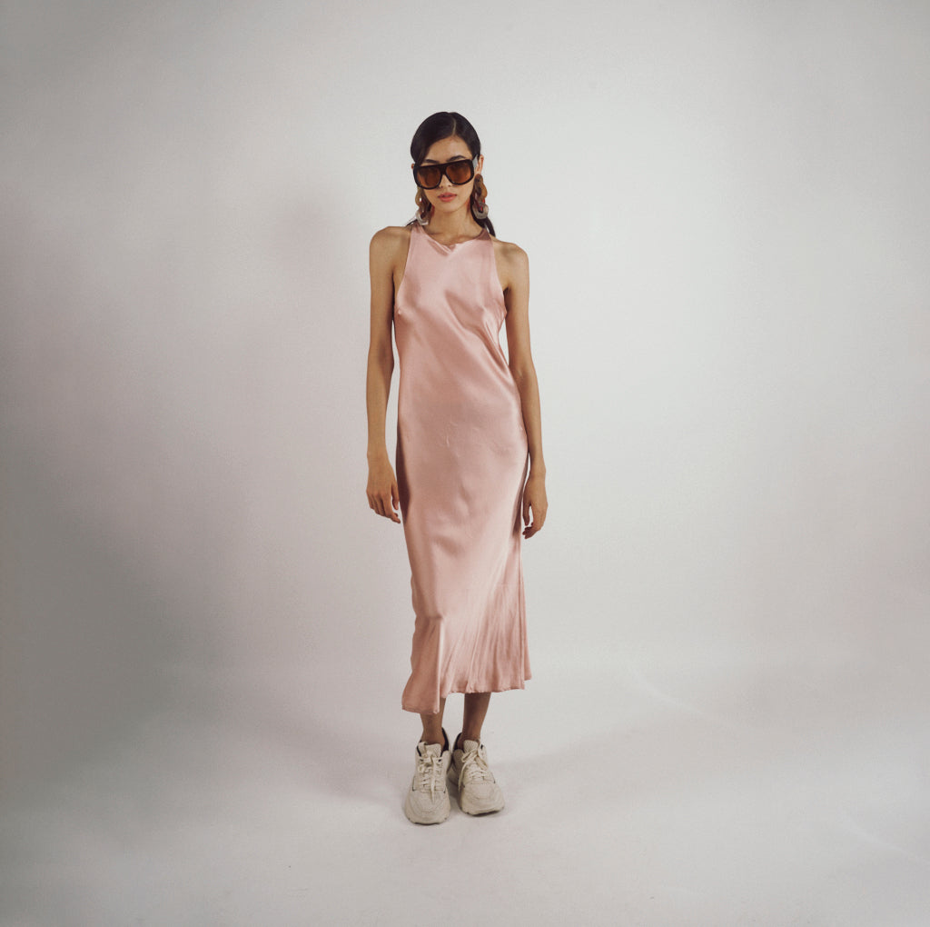 parisienne et alors Robe satin DELECOURT Rose