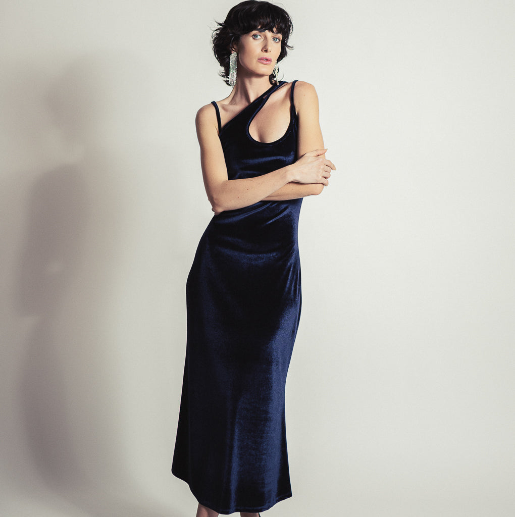 parisienne et alors ROBE VELOURS ERIGNAC Marine