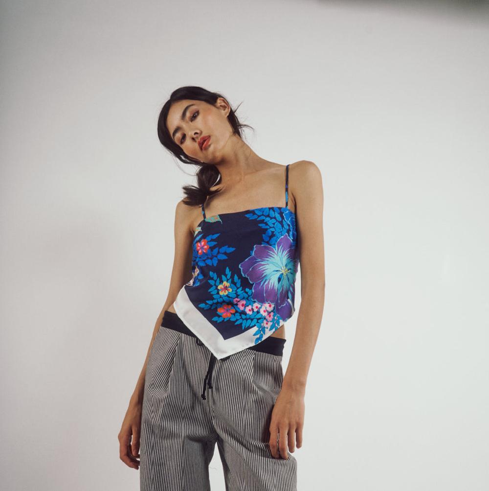 parisienne et alors Top foulard GAUTHEY Bleu