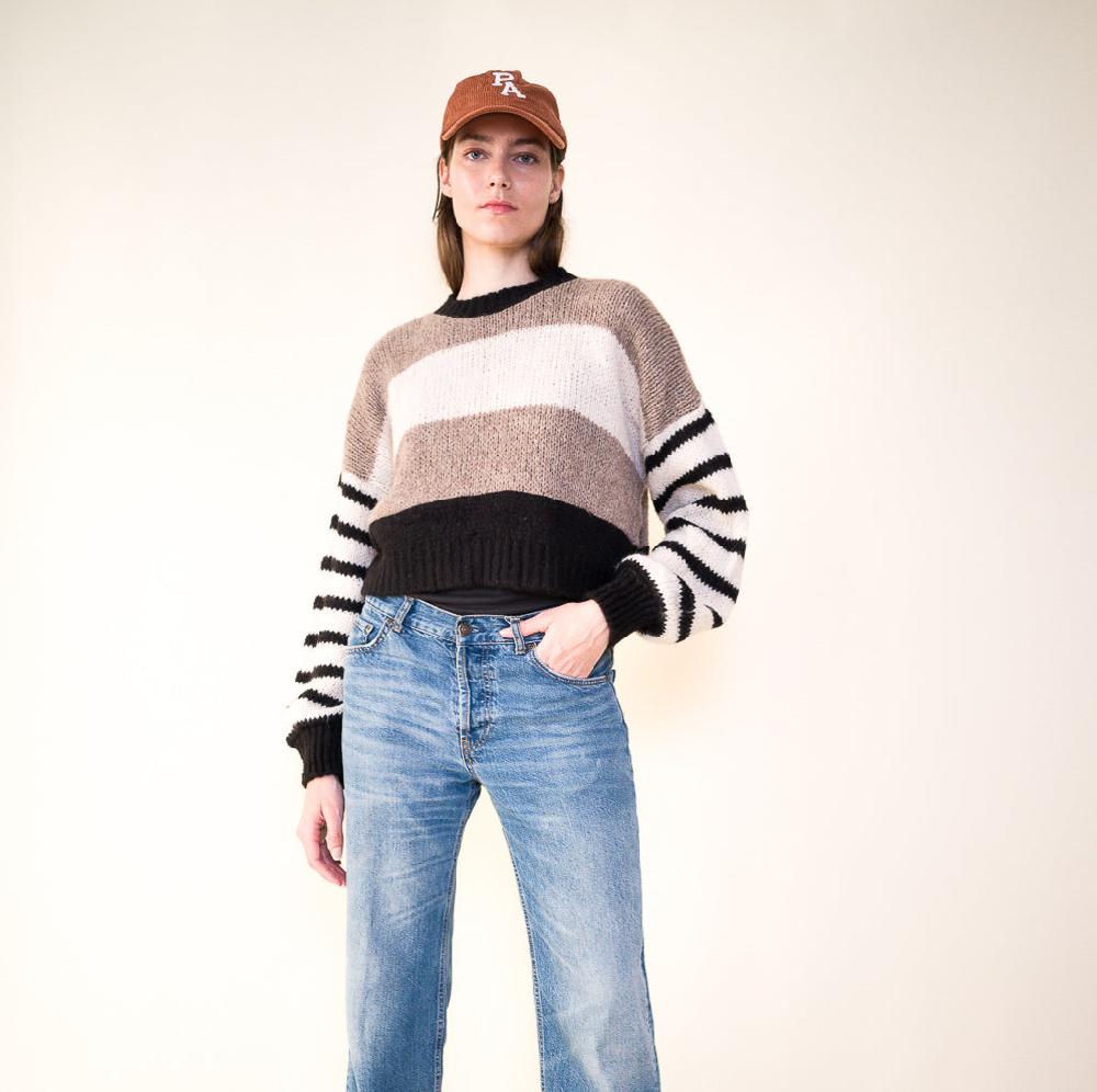 Parisienne Et Alors Pull REPUBLIQUE Ecru-noir-grège/Ecru/black/beige