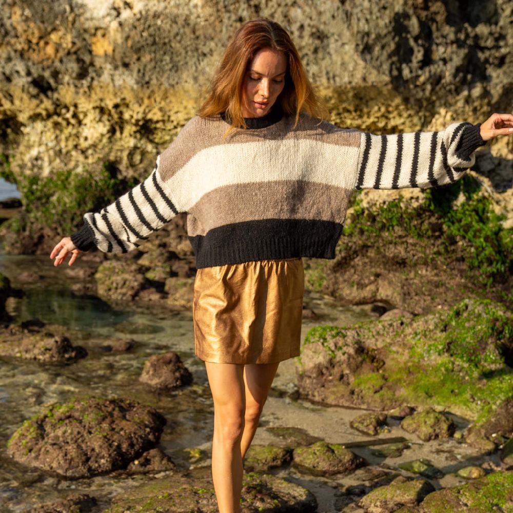 parisienne et alors Pull REPUBLIQUE Ecru-noir-grège/Ecru/black/beige