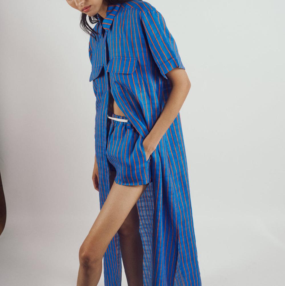 Parisienne Et Alors Robe Chemise MONJOL Bleu/géranium