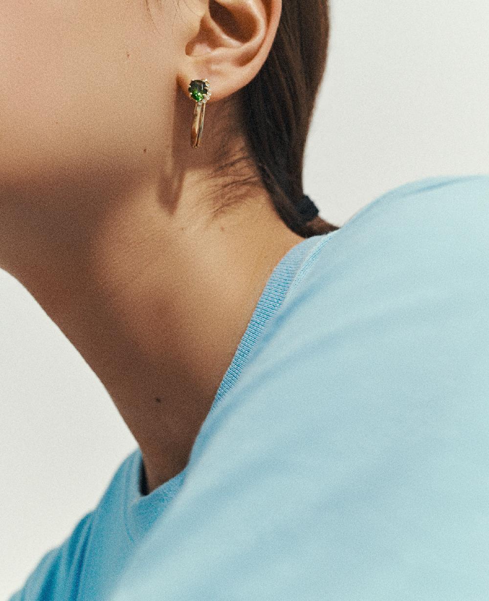 Pascale Monvoisin Boucle D'oreille SUN N°1 TOURMALINE VERTE