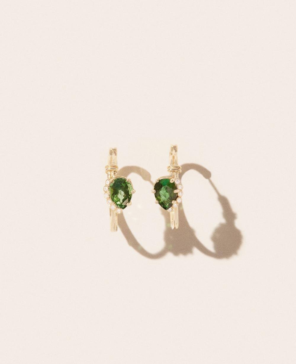pascale monvoisin Boucle d'oreille SUN N°1 TOURMALINE VERTE