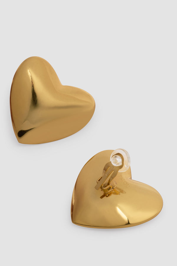 Patou Boucles D'oreilles Cœur à Clips En Laiton Doré
