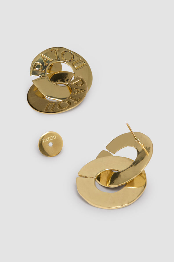 Patou Boucles D'oreilles Pièce Doubles En Laiton Doré
