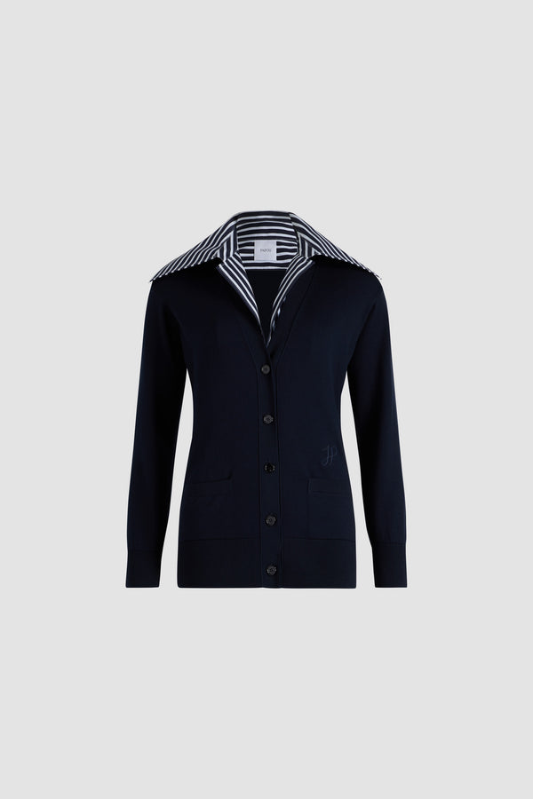 patou Cardigan à col trompe l'œil en maille de coton