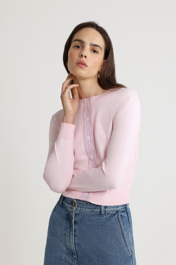 Patou Cardigan à Monogramme JP Brodé En Maille De Coton