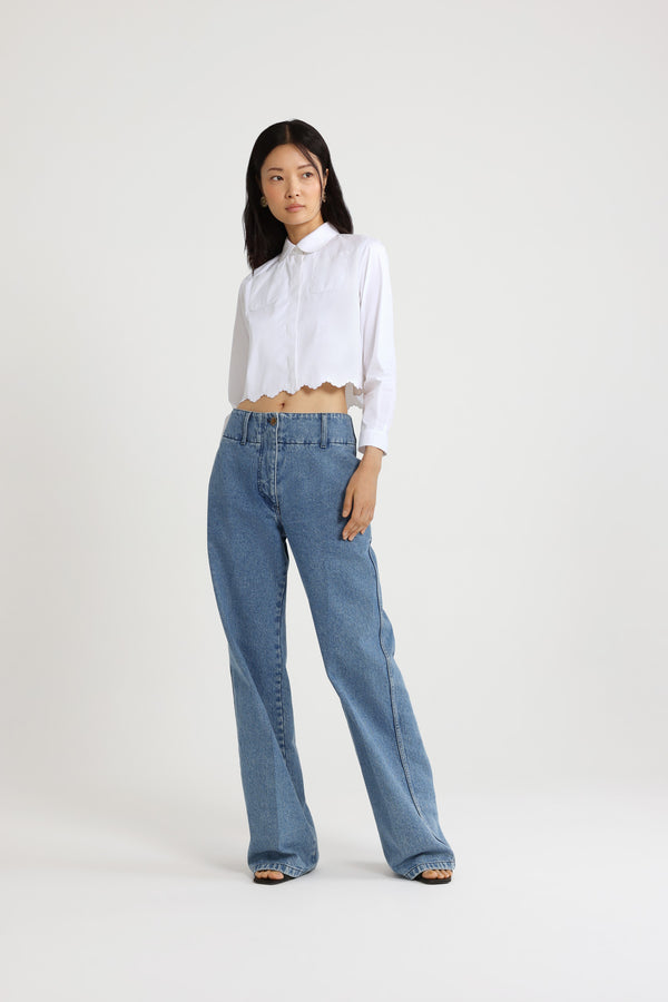Patou Chemise Courte Festonnée En Popeline De Coton Bio