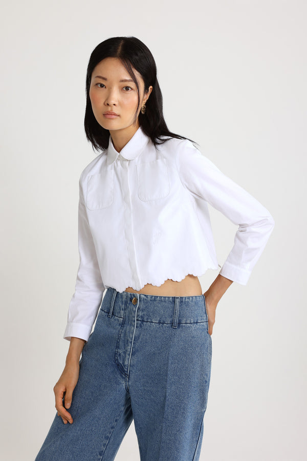 Patou Chemise Courte Festonnée En Popeline De Coton Bio