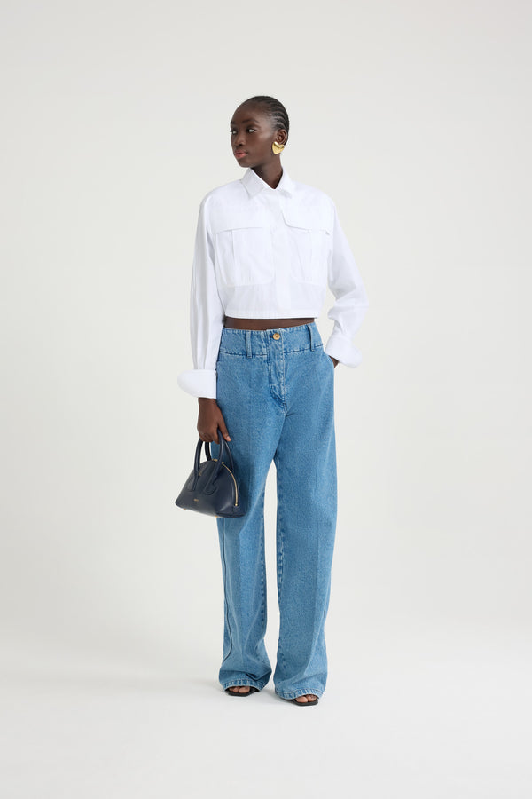 Patou Chemise Safari Courte En Popeline De Coton Bio