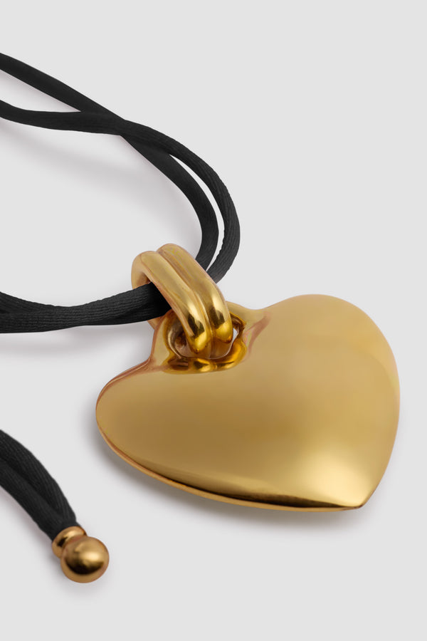 Patou Collier à Pendentif Cœur En Laiton Doré Et Coton