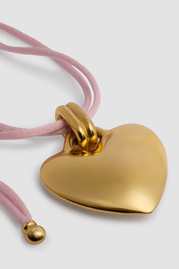 Patou Collier à Pendentif Cœur En Laiton Doré Et Coton