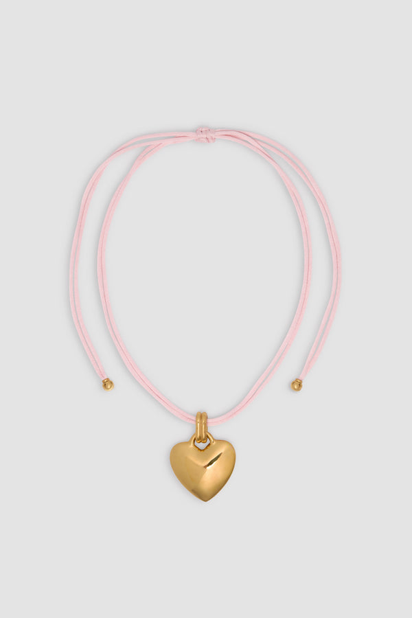 patou Collier à pendentif cœur en laiton doré et coton