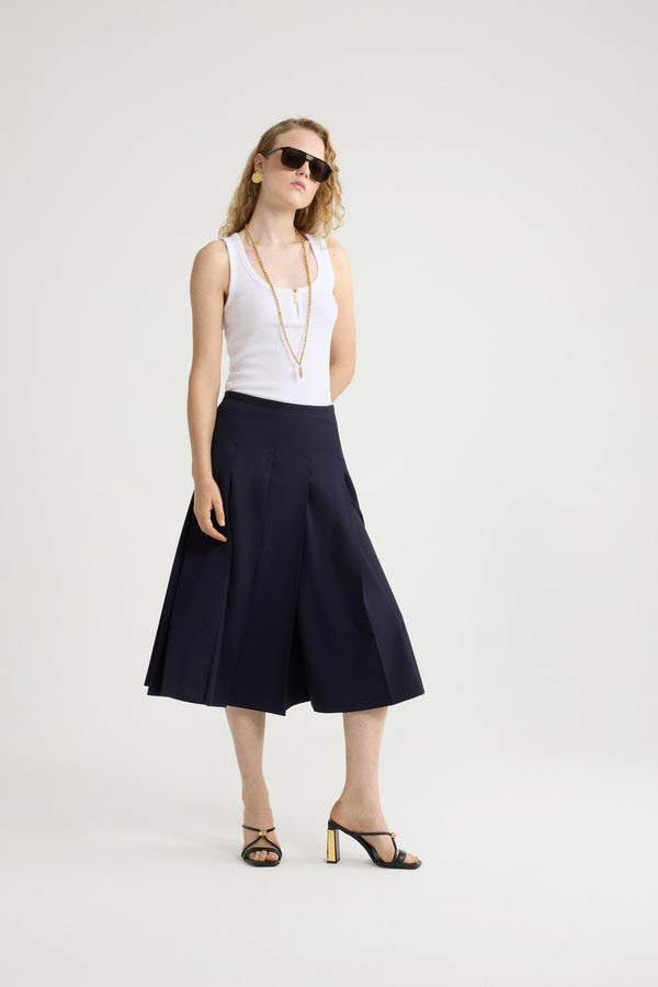 Patou Jupe Midi Plissée En Sergé De Laine Technique éco-responsable