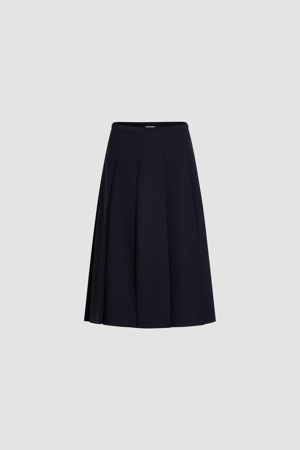 patou Jupe midi plissée en sergé de laine technique éco-responsable