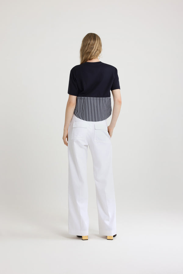 Patou Pantalon à Ceinture Large En Gabardine De Coton Bio