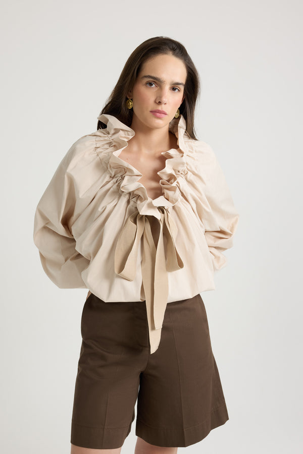 Patou Blouse à Manches Bouffantes En Coton Bio