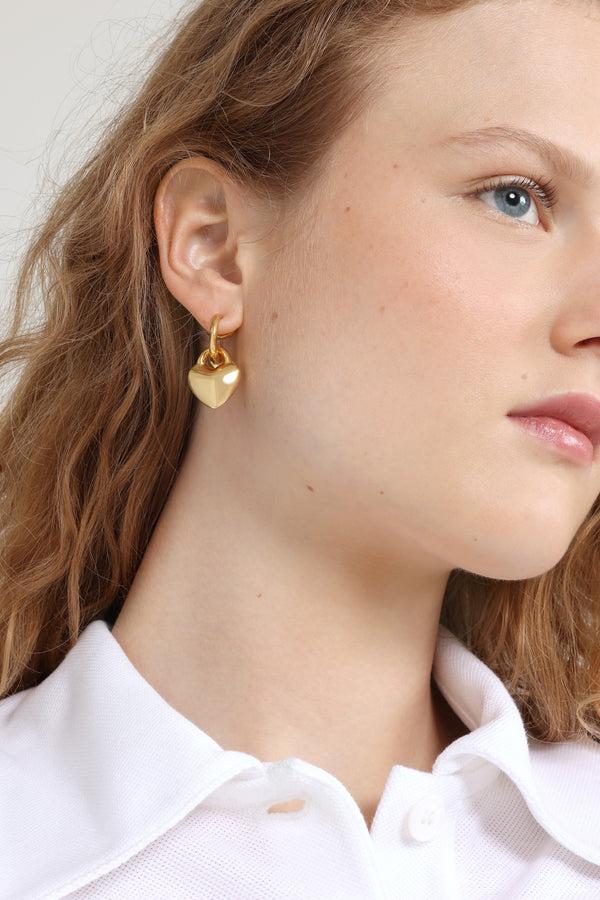 Patou Boucles D'oreilles Cœur En Laiton Doré