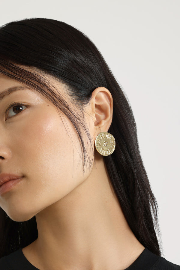 Patou Boucles D'oreilles Pièce En Laiton Doré