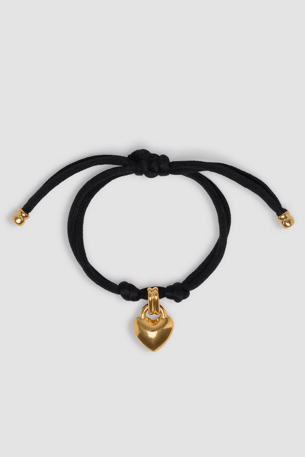 patou Bracelet cœur en laiton doré et coton