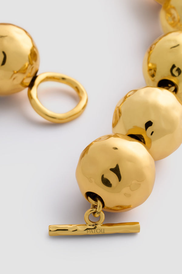 Patou Collier à Boules Martelées En Laiton Doré