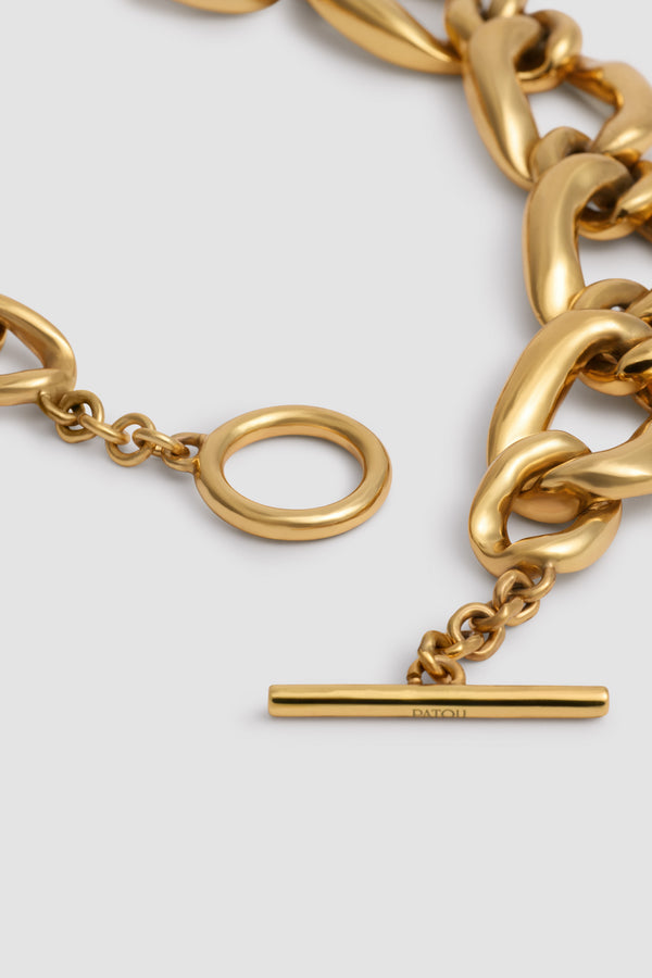 Patou Collier Chaîne à Cœur En Laiton Doré