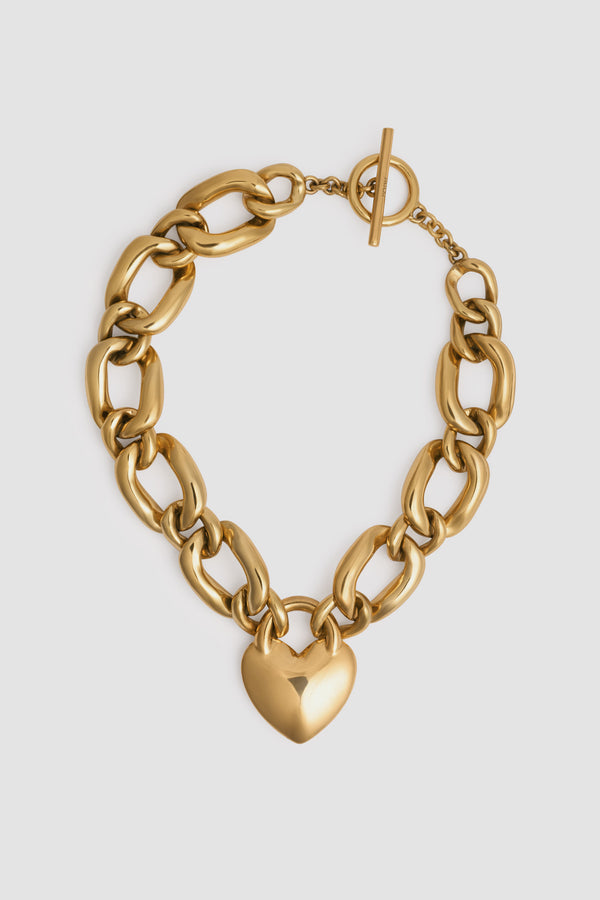 patou Collier chaîne à cœur en laiton doré