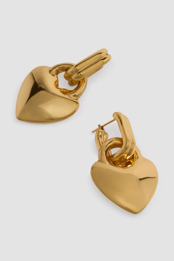 Patou Créoles à Cœur En Laiton Doré