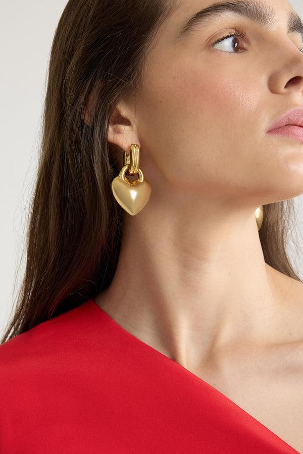 Patou Créoles à Cœur En Laiton Doré