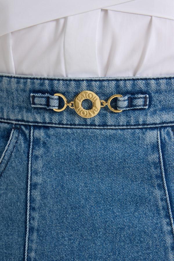 Patou Jupe Courte évasée En Denim De Coton