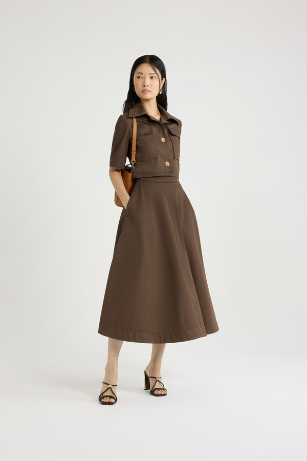 Patou Jupe Longue évasée En Gabardine De Coton Bio