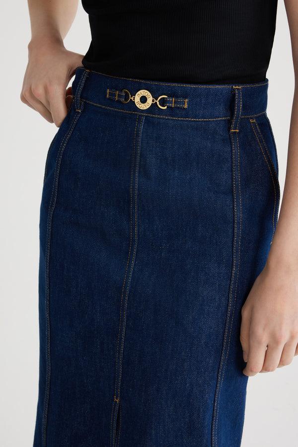 Patou Jupe Midi Fendue En Denim Bio