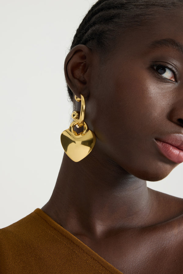 Patou Mono Créole à Cœur En Laiton Doré