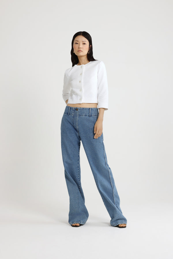 Patou Pantalon à Ceinture Large En Denim De Coton