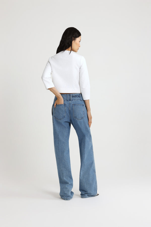 Patou Pantalon à Ceinture Large En Denim De Coton