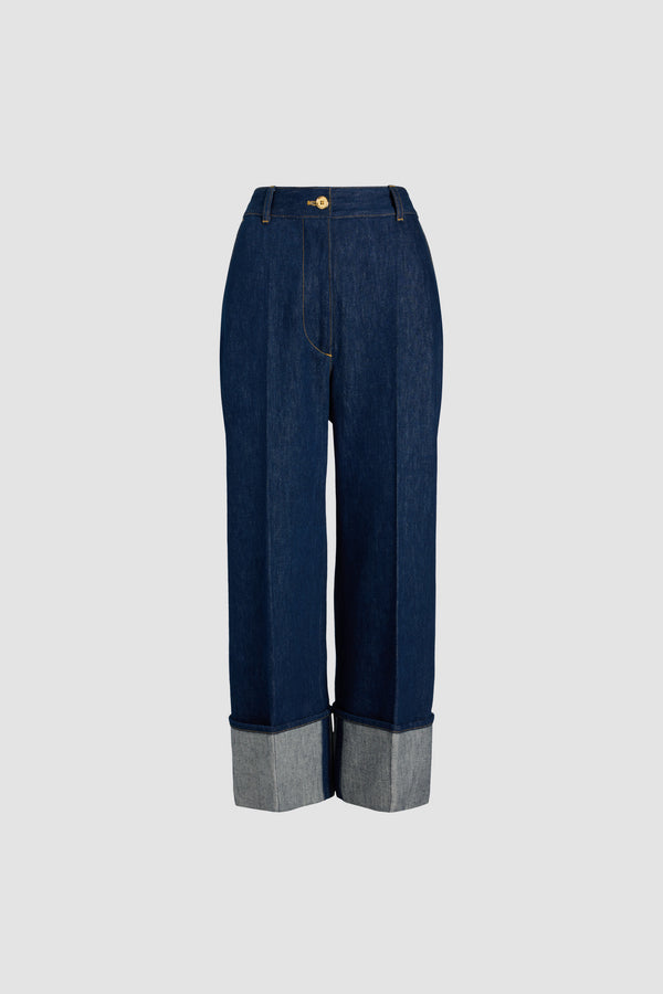 patou Pantalon en denim bio à revers